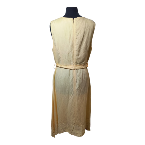 Karl Lagerfeld Paris Womens Front TIe Midi Dress Sleeveless Linen Yellow 16 - Picture 3 of 6